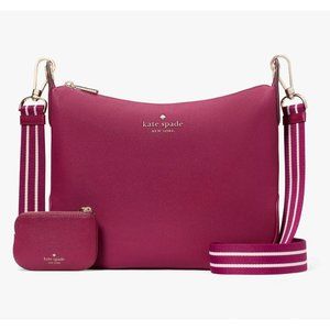 New Kate Spade Rosie Large Crossbody Pebbled Leather Dark Raspberry